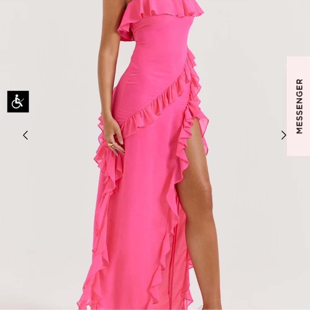 SARINA FUCHSIA RUFFLE MAXI DRESS - Picture 5 of 7